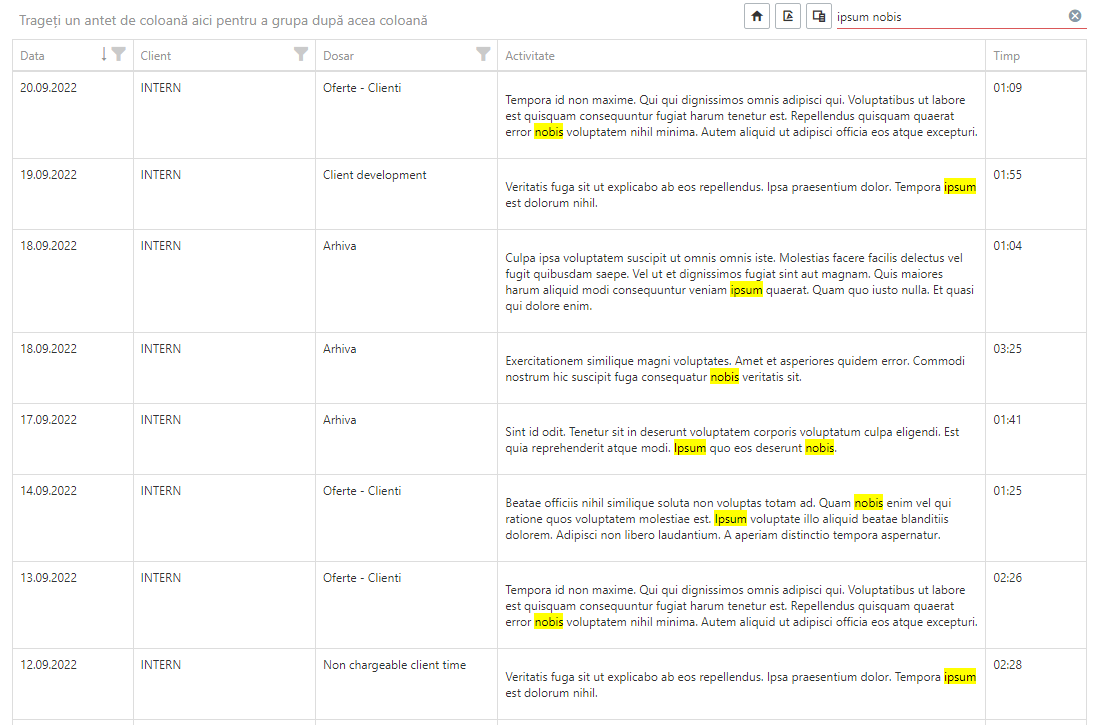 Cautare de text in continutul activitatii